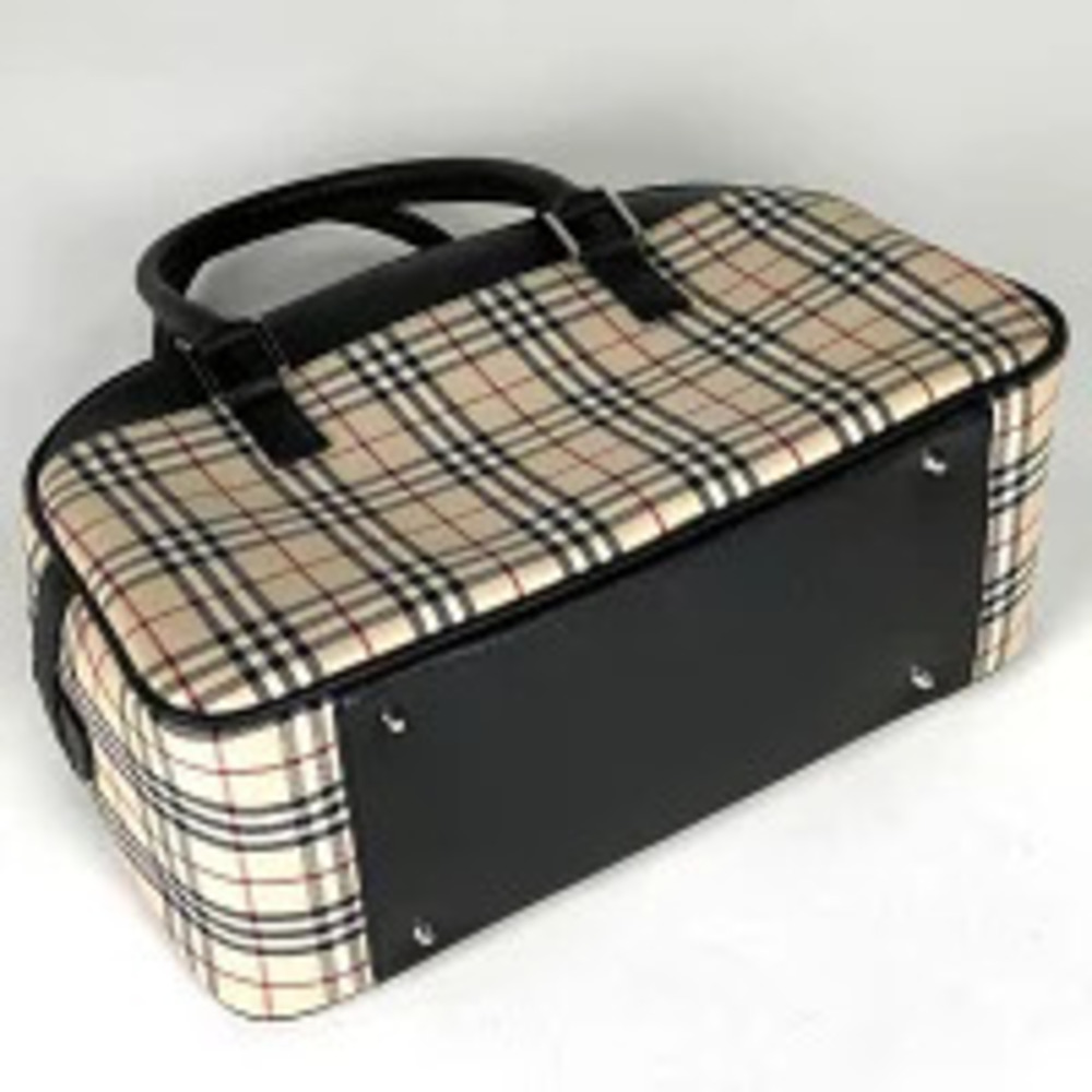 Burberry beige handbag canvas check black Nova Tan Black